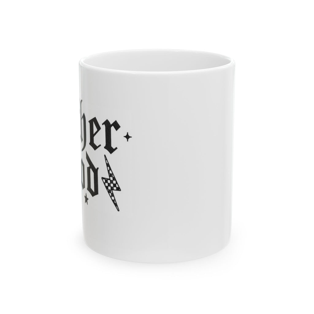 Motherhood Gothic Ceramic Mug — 'motherhood' Black Script Coffee Cup (11oz, 15oz)